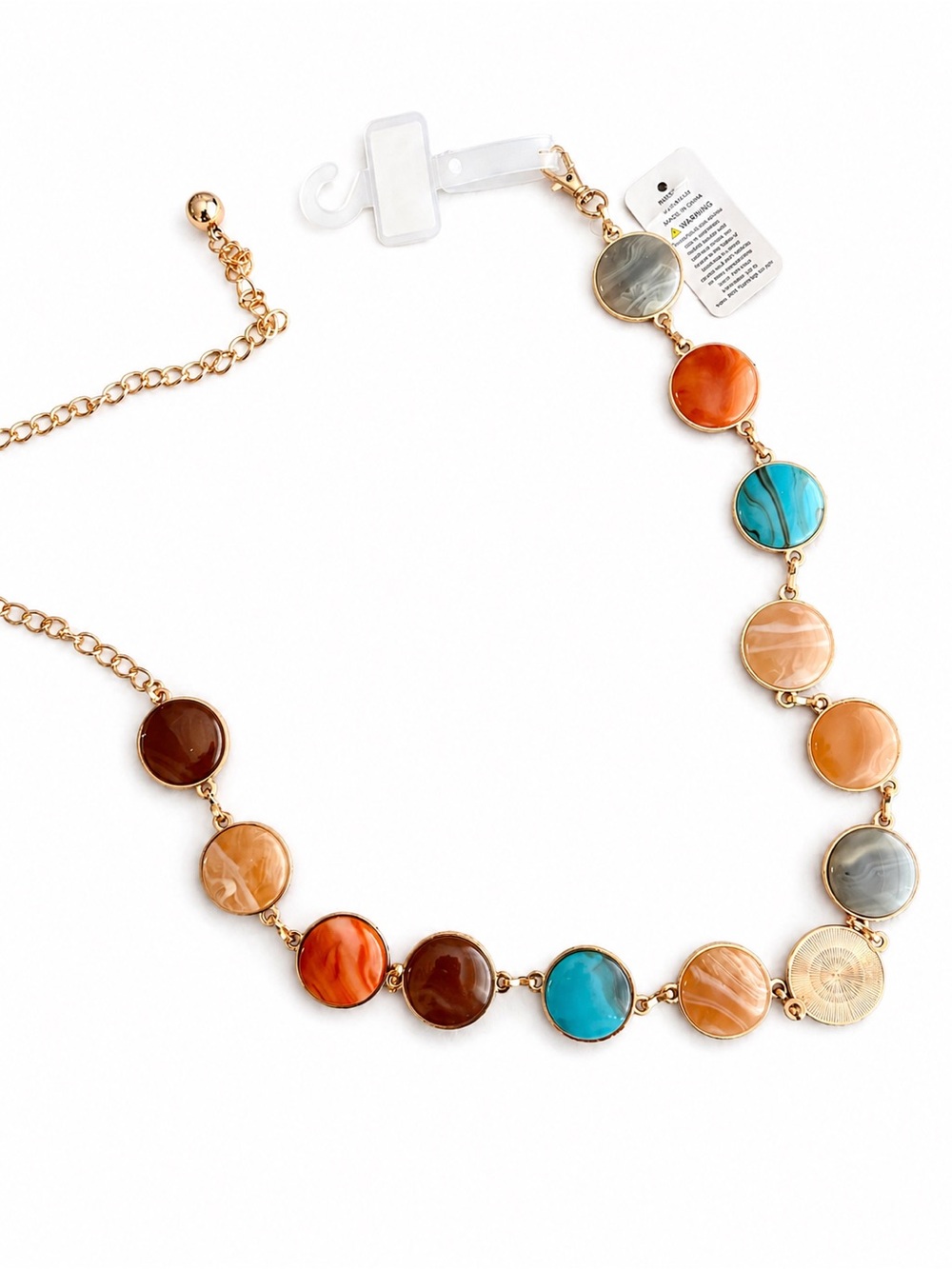 Multicolor Gold-Tone Disc Necklace - Women Jewelry
